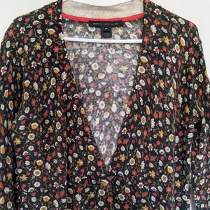 Marc by Marc Jacobs Orcha Black Multi Floral Print V- Neck Cardigan Sweater XS